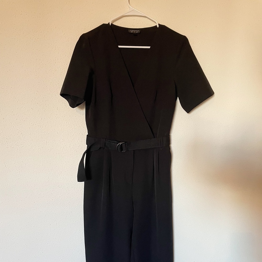 TOPSHOP Black Jumpsuit with belt. Worn once. Great condition, like new!
